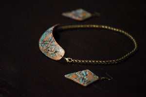 Patina Copper Polymer Clay Tribal Bib Necklace - Statement Necklaces - [variant_title] - [option1] - [option2] - [option3] - Uprise Jewelry