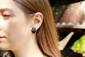 Black and Gold Geometric Double Sided Earring Jackets, Black Earrings - Earrings - [variant_title] - [option1] - [option2] - [option3] - Uprise Jewelry