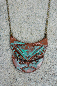 Patina Bronze Double Crescent Long Necklace - Statement Necklaces - [variant_title] - [option1] - [option2] - [option3] - Uprise Jewelry